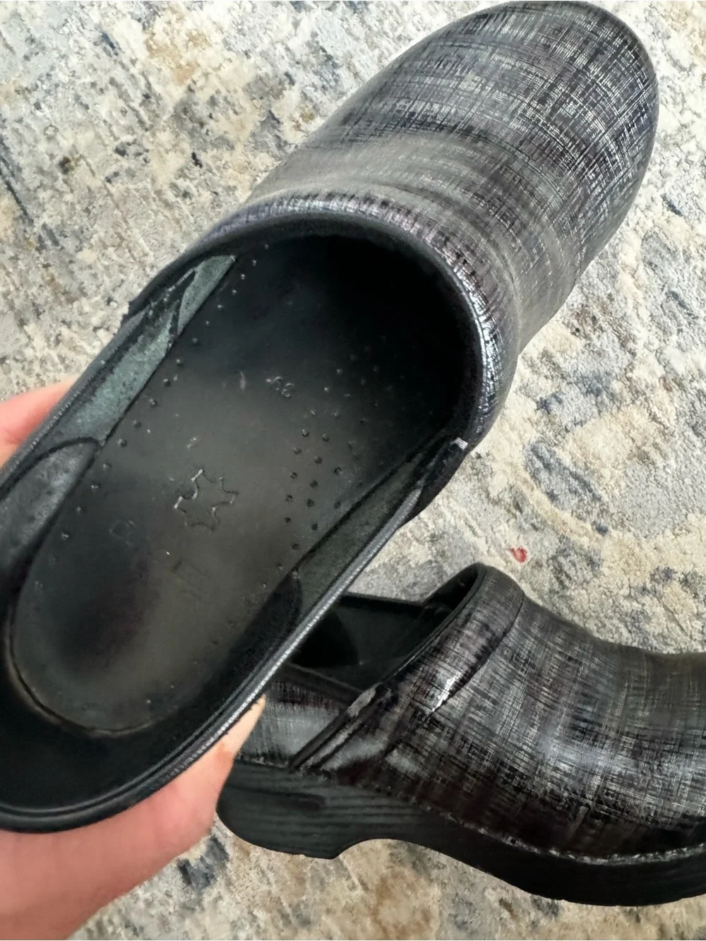 Dansko Women's Black Crosshatch Slip-On Clogs - Picture 3 of 6